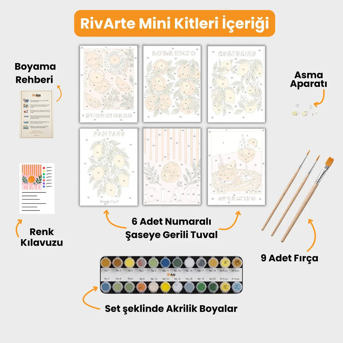 6 Mini Boyama Kiti – "İtalyan Rüyası" Seti - rivarte