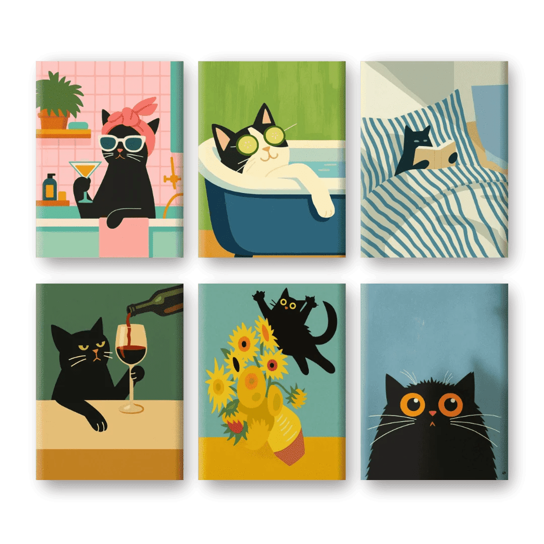 6 Mini Boyama Kiti – "Relax Kedi" Seti - rivarte