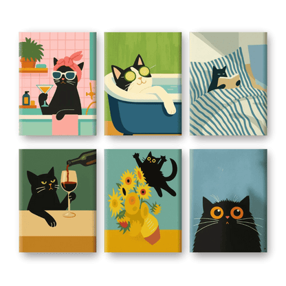 6 Mini Boyama Kiti – "Relax Kedi" Seti - rivarte