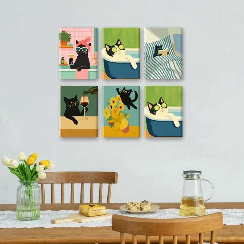 6 Mini Boyama Kiti – "Relax Kedi" Seti - rivarte