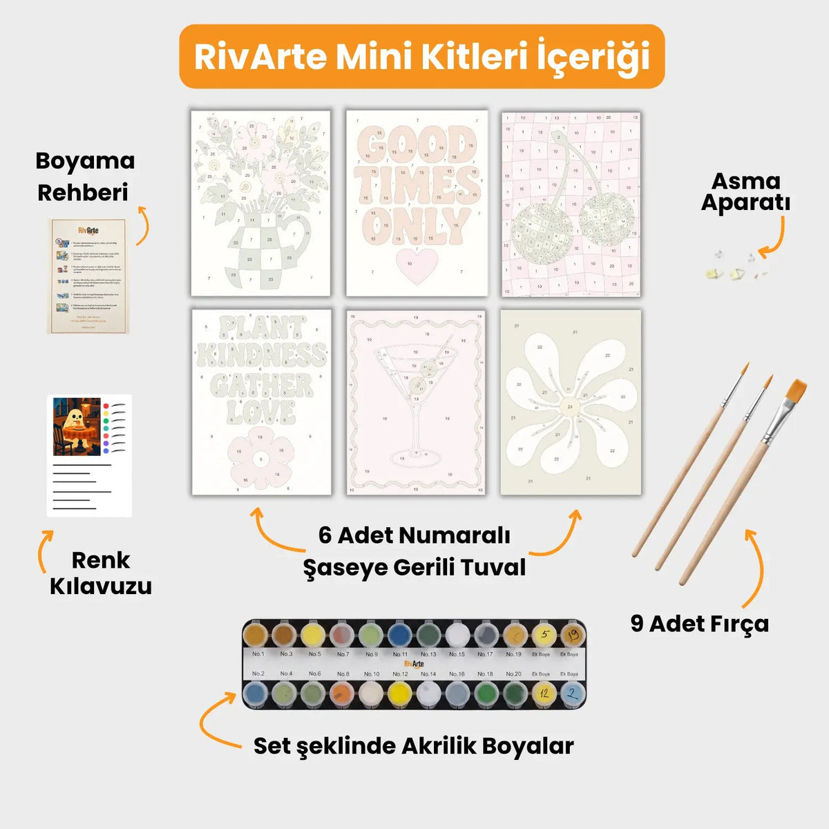 6 Mini Boyama Kiti – "Retro Mutluluk" Seti - rivarte
