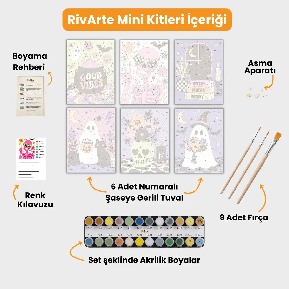 6 Mini Boyama Kiti – "Tatlı Ürperti" Seti | Cadılar Bayramı - rivarte