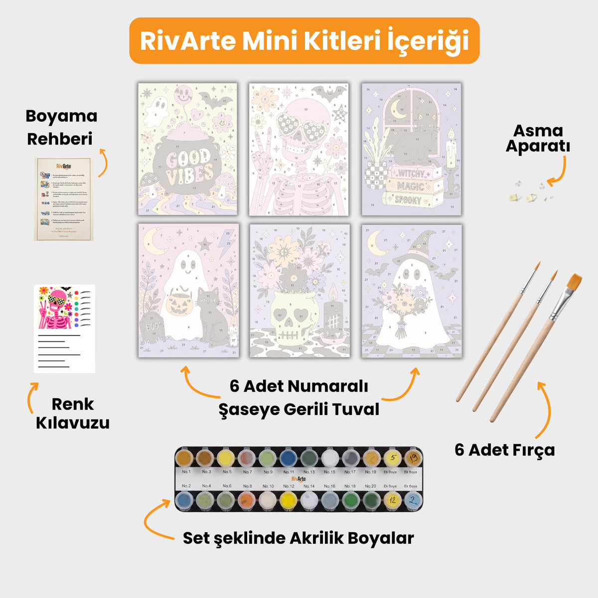 6 Mini Boyama Kiti – "Tatlı Ürperti" Seti | Cadılar Bayramı