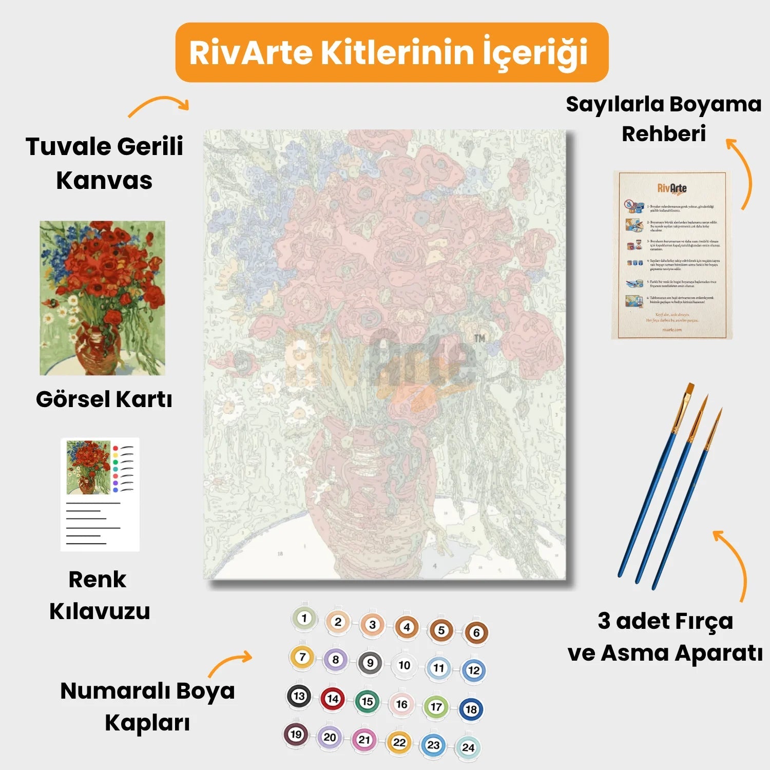 Peygamber Çiçekleri ve Gelinciklerle Vazo - Vincent Van Gogh - rivarte
